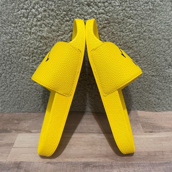 CTM Slides Sandals Big Kids Black Yellow Sz 4 Smile SHIPS ASAP NEW IN BOX Summer - Picture 6 of 8